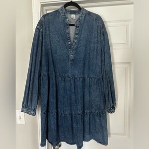 H&M Blue Denim Midi Dress